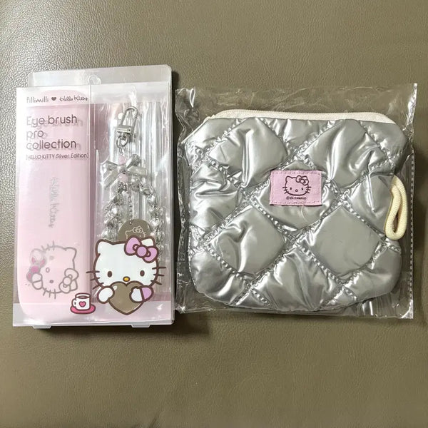 [BUNJANG] Fillimilli Hello Kitty Silver Edition Eye Brush Set with Silver Pouch / (새상품) 필리밀리 헬로키티 실버 에디션 아이브러쉬 세트 + 실버 파우치