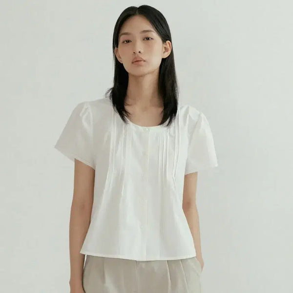 [BUNJANG] Ring Seoul Pintuck Round Blouse Ivory / 링서울 pintuck round blouse ivory