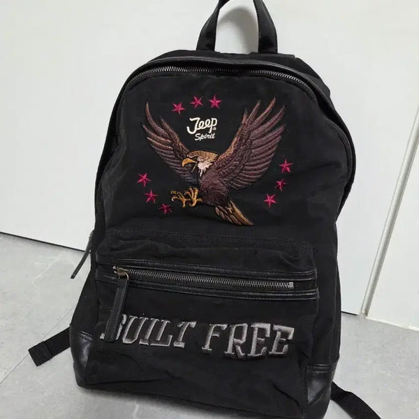 [BUNJANG] JEEP Eagle Embroidery 'BUILT FREE' Logo Backpack / JEEP 백팩