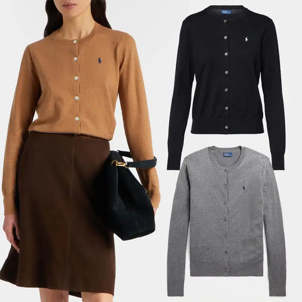 [BUNJANG] Polo Ralph Lauren Women's Pima Cotton Crew Neck Short Cardigan / 정품/새상품) 폴로 랄프로렌 여성 심플 라운드넥 피마코튼 가디건