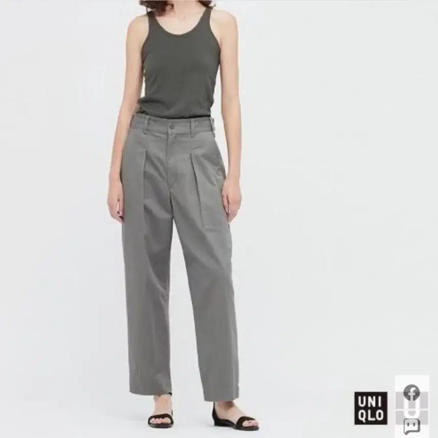 [BUNJANG] Uniqlo U Lemaire Wide Fit Work Pants Olive / 유니클로U 비이커팬츠 올리브 (61, 새상품)
