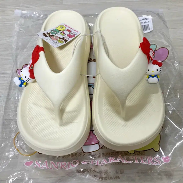 [BUNJANG] Sanrio Hello Kitty White Flip-Flop Slippers 250mm / 산리오 헬로키티 화이트 쪼리 슬리퍼 250mm
