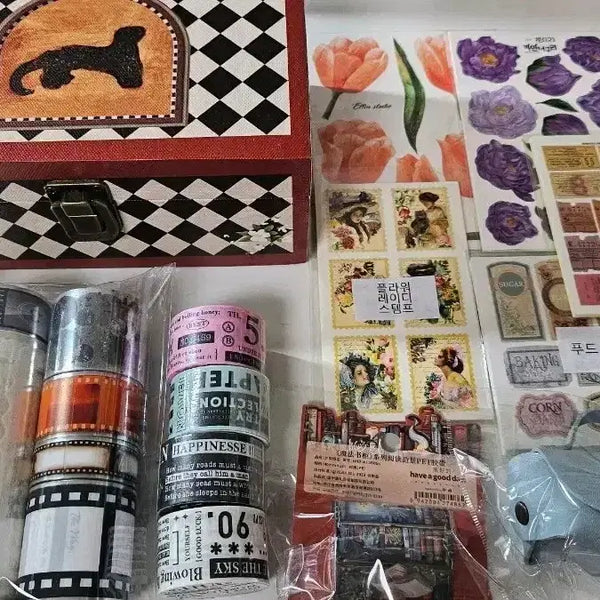 [BUNJANG] Vintage Deco Supplies Bundle Set / 빈티지 다꾸템 보관함+ 마테&떡메 등 일괄