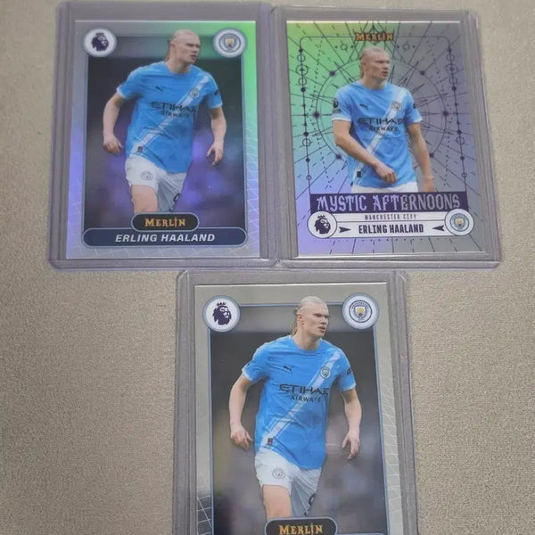 [BUNJANG] Erling Haaland Merlin Football Cards (3 Cards) / 얼링 홀란드 축구 카드 멀린 3장