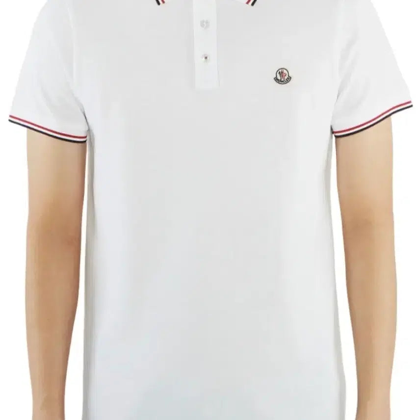 [BUNJANG] Moncler White Polo T-Shirt M / 몽클레어 반팔 PK 카라티 티셔츠 화이트M