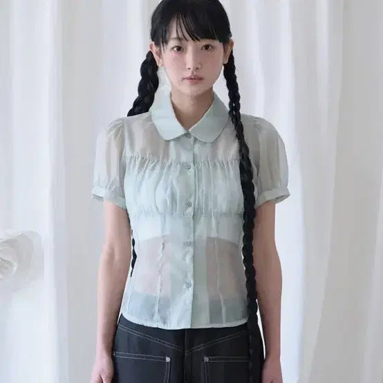 [BUNJANG] MIRECO Shirring Sheer Blouse / [원가_ 56,000] 미레코 : SHIRRING SHEER BLOUS