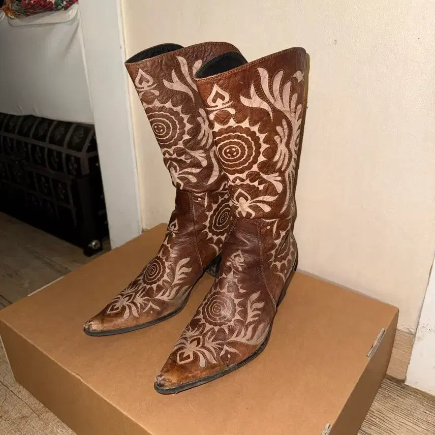 [BUNJANG] Vintage Cowhide Western Boots / Vintage. 소가죽 웨스턴 부츠 (240)
