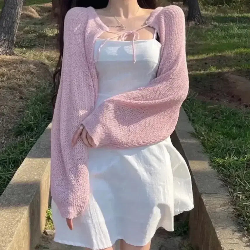 [BUNJANG] Bolero Ribbon Knit Cardigan / 볼레로 리본 니트 가디건
