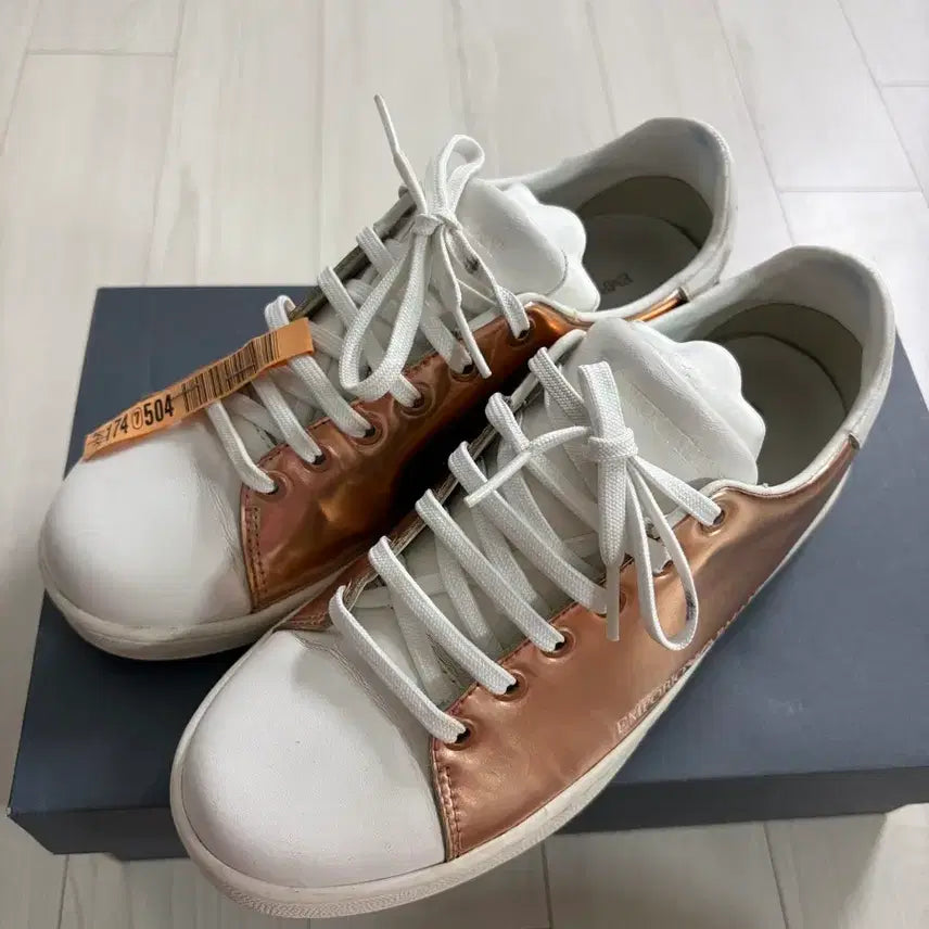 [BUNJANG] Giorgio Armani Rose Gold White Sneakers Size 240 / 알마니 스니커즈 240 사이즈