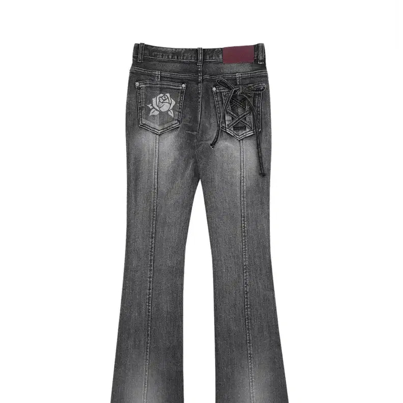 [BUNJANG] Darling Your Badd Rose Bootcut Denim Black / 달링유어배드 로즈 부츠컷 데님 블랙(장원영,윈터 착용)
