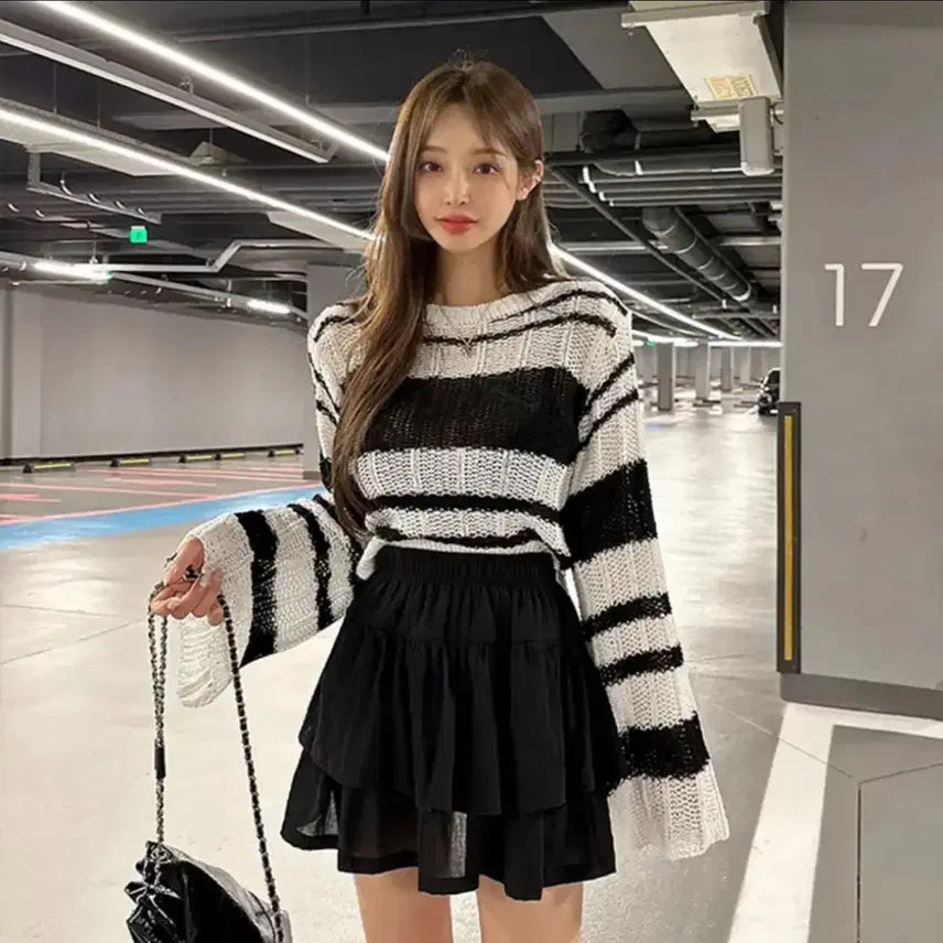 [BUNJANG] Striped See-Through Knit / [새상품] 단가라 시스루 니트