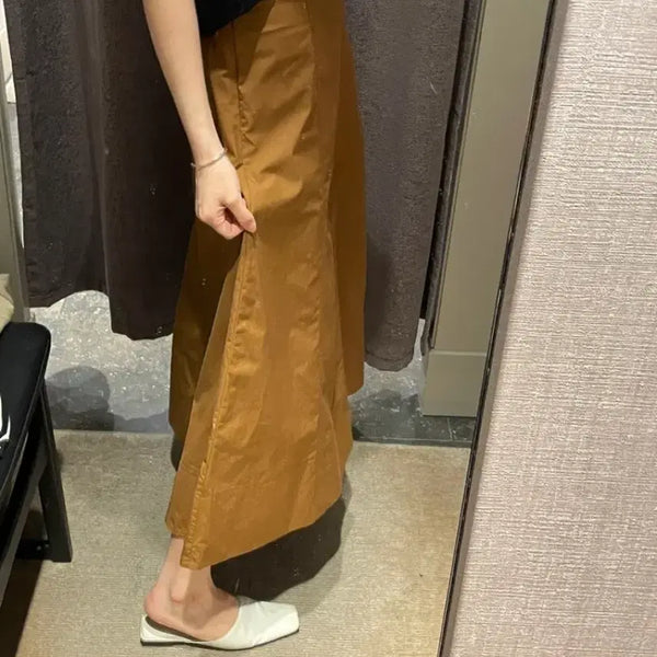 [BUNJANG] Massimo Dutti Slim Detail Poplin Midi Skirt / (새상품) 마시모두띠 심 디테일 포플린 미디 스커트 치마