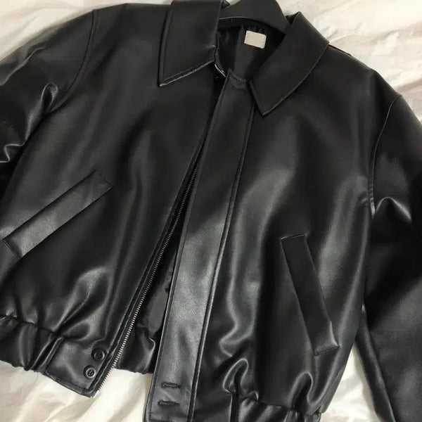 [BUNJANG] Mutecreme Comfortable Leather Jacket Jumper / 뮤트크레메 컴포터블 레더자켓 레더점퍼 가죽자켓 가죽잠바 지그재그 에이블리