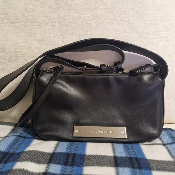 [BUNJANG] NICH&NICOLE Black Leather Shoulder Bag / 닉앤니콜 블랙 숄더백