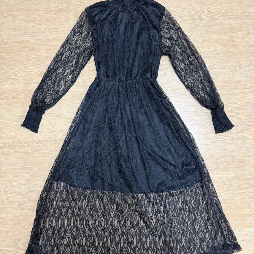 [BUNJANG] Black Lace High-Neck Long Dress / (미착용)블랙 레이스 하이넥 롱 원피스