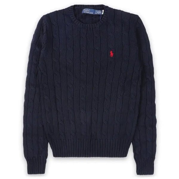 [BUNJANG] Polo Ralph Lauren Cable Knit Sweater Navy / 폴로 랄프로렌 케이블 니트 네이비