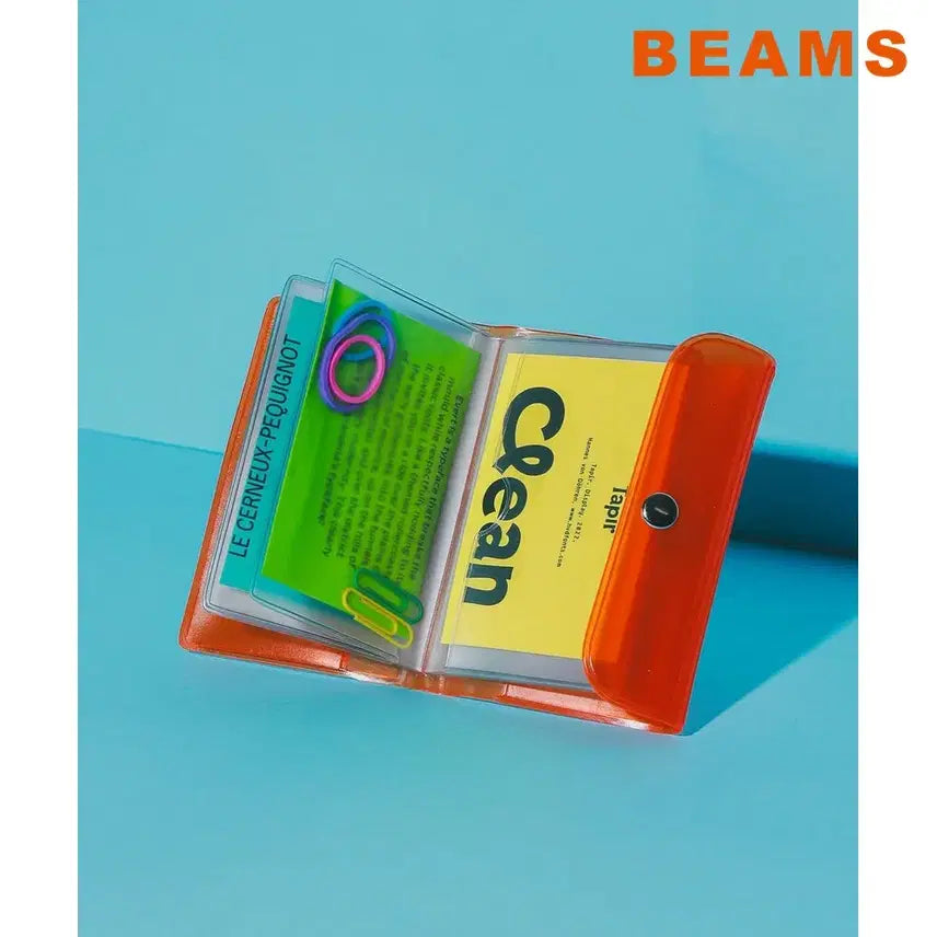 [BUNJANG] BEAMS x nahe(R) Collaboration Clear PVC Card Case - Orange / 빔즈 나헤 카드케이스 클리어 오렌지