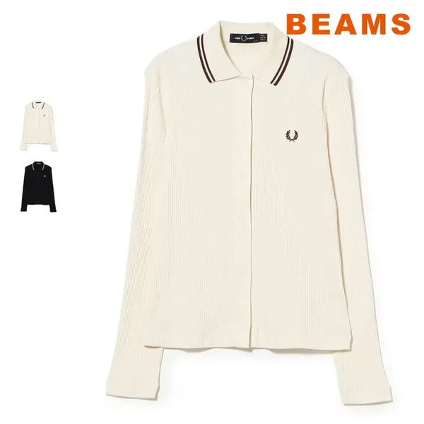 [BUNJANG] BEAMS Ray Fred Perry Button-Through Rib Polo Shirt / 빔즈 레이 프레드페리 버튼스루 리브 폴로셔츠