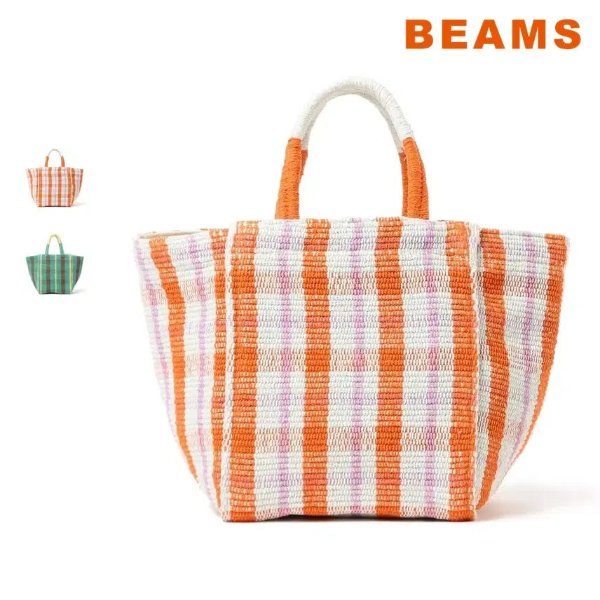 [BUNJANG] BEAMS x Lilas Campbell Check Jacquard Tote Bag / 빔즈 레이 별주 릴라스 캠벨 체크 자카드 토트백