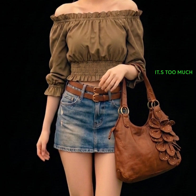 [BUNJANG] Retro Women's Large Leather Tote Bag / Q165 복고 여자큰사이즈 여성가죽토트백  작은백 빈티지가방 토트백