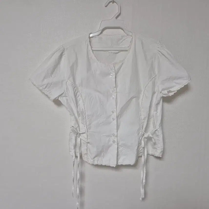 [BUNJANG] Women's White Short-Sleeve Blouse - Size S / 여성용 화이트 반팔 블라우스 S