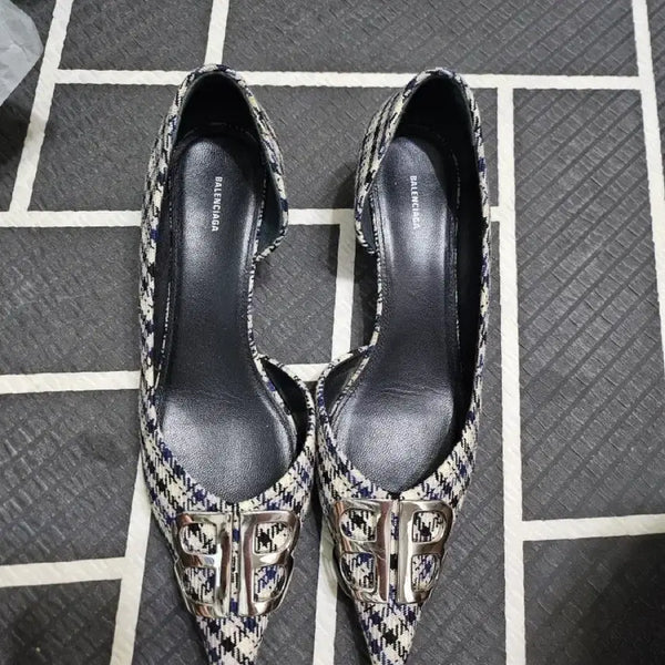 [BUNJANG] Balenciaga Blue Check Mules / 발렌시아가 청색 체크 뮬
