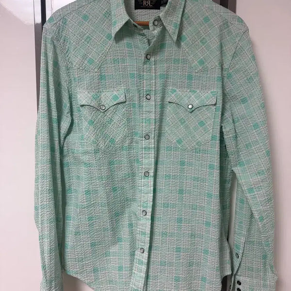 [BUNJANG] RRL Slim Fit Seersucker Western Shirt / 더블알엘 슬림핏 시어서커 웨스턴 셔츠