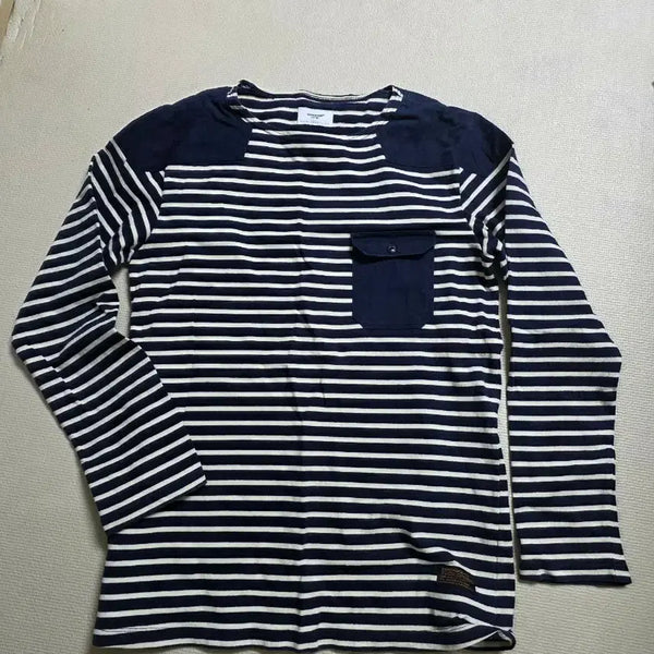 [BUNJANG] Espionage Striped Long Sleeve Navy White M / 에스피오나지 스트라이프 롱슬리브 M
