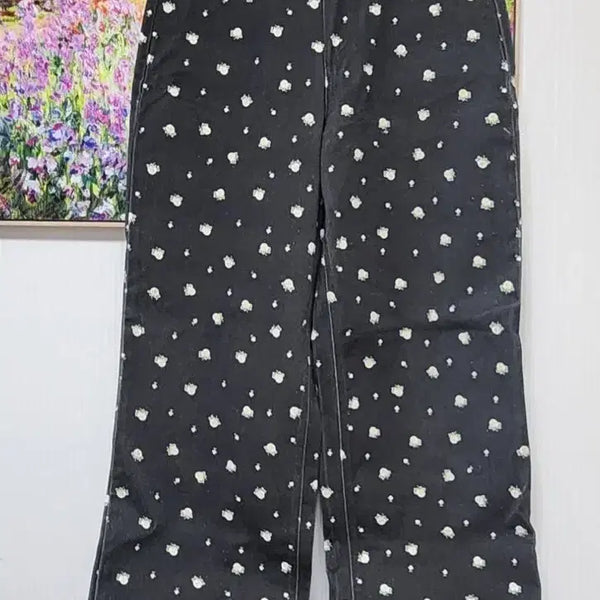 [BUNJANG] Floral Wide Denim Pants - Black / (새상품) 플로럴 와이드 데님 팬츠 블랙