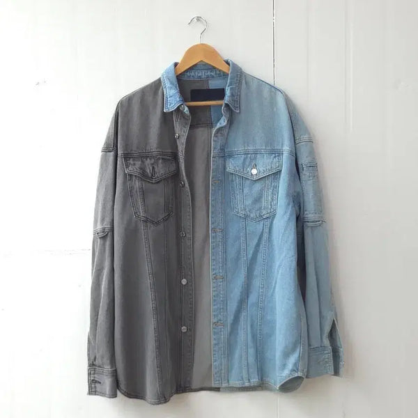 [BUNJANG] JUUN.J Two-Tone Denim Shirt / 준지 데님 셔츠 투톤 배색 셔츠 46