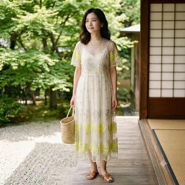 [BUNJANG] haupia Embroidered See-Through Dress / haupia 자수 시스루 원피스