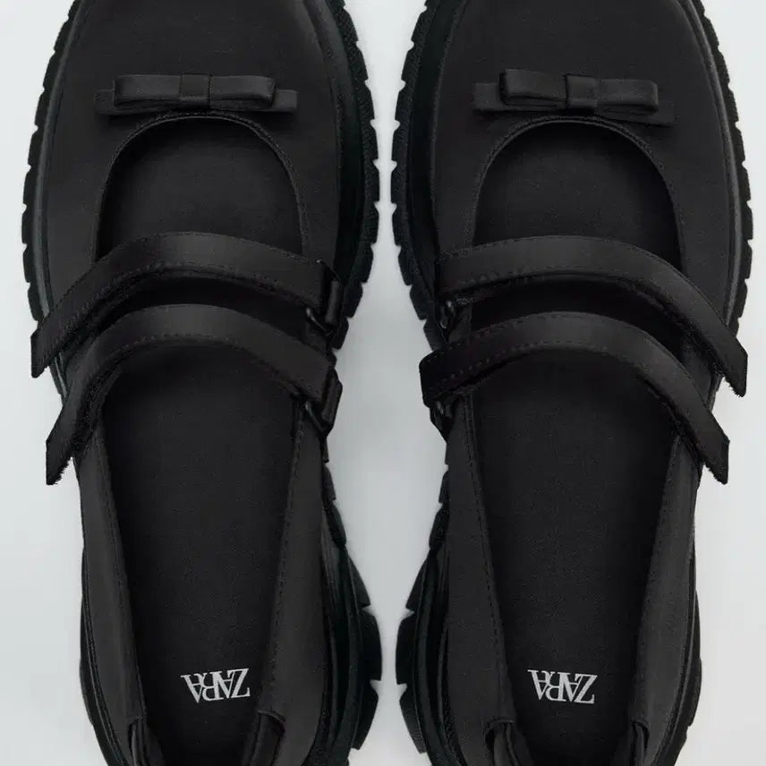 [BUNJANG] ZARA Ballerina Ribbon Satin Shoes Black / 자라 발레리나리본새틴슈즈