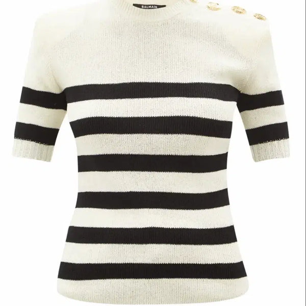[BUNJANG] Balmain Striped Knit Sweater Size 34 / 발망 스트라이프 니트 34사이즈
