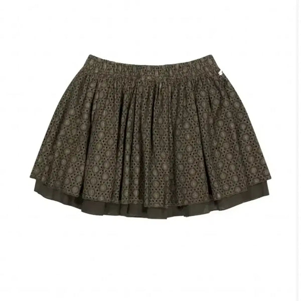 [BUNJANG] Koiseio Flower Punching Skirt Brown / 택O)코이세이오 플라워 펀칭 스커트 브라운