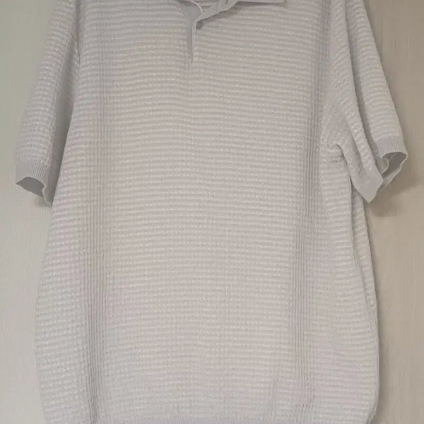 [BUNJANG] Kolon Cambridge Members Two-Tone Knit Polo T-Shirt / 코오롱 캠브릿지 멤버스 투톤 니트 폴로 반팔 카라티셔츠 105사이즈 판매
