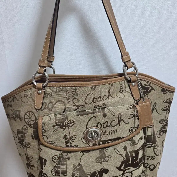 [BUNJANG] Coach Horse and Carriage Logo Tote Bag (1F14665) / 코치  호스 앤 캐리지 로고 토트백 (1F14665)