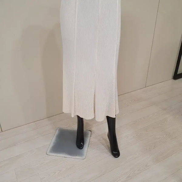 [BUNJANG] Pleats Homme Long Skirt White / 플리츠 옴므 롱 스커트 화이트