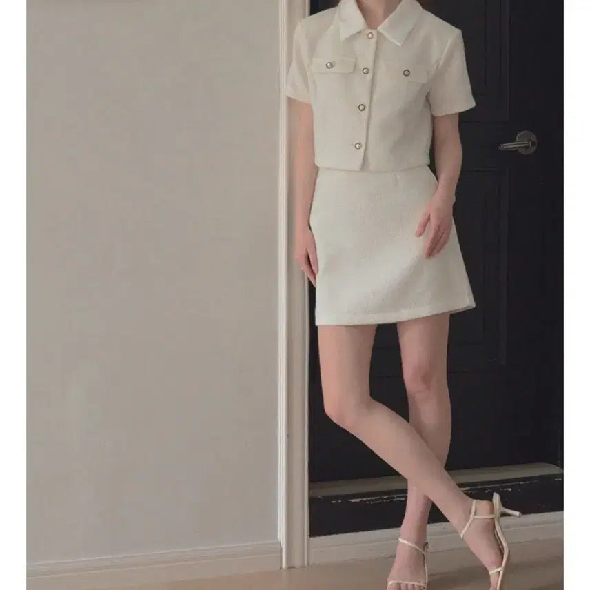 [BUNJANG] TWEED MOA Tweed Jacket Skirt Set Black / 트위 모아 트위드 자켓 스커트 세트 블랙