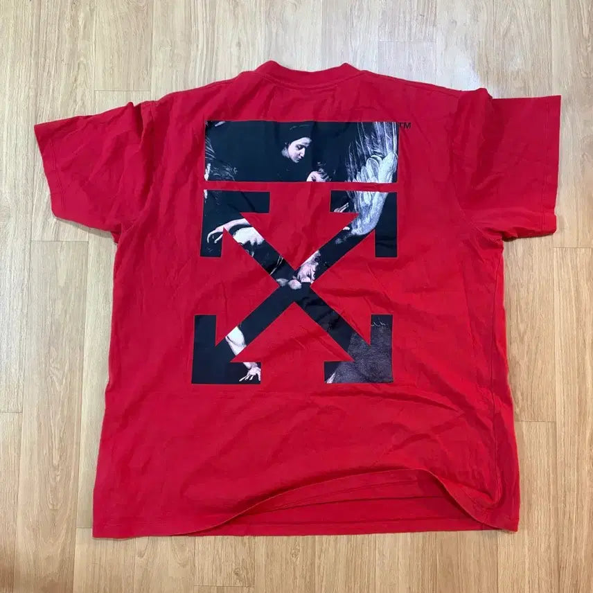 [BUNJANG] Off-White Caravaggio Graphic T-Shirt Red / (L)오프화이트 카라바조 반팔티 레드