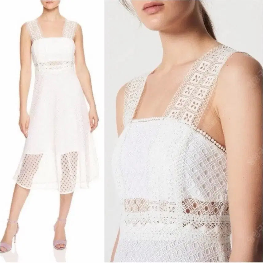 [BUNJANG] Sandro Lace Midi Dress / 산드로 레이스 미디 드레스 44-55