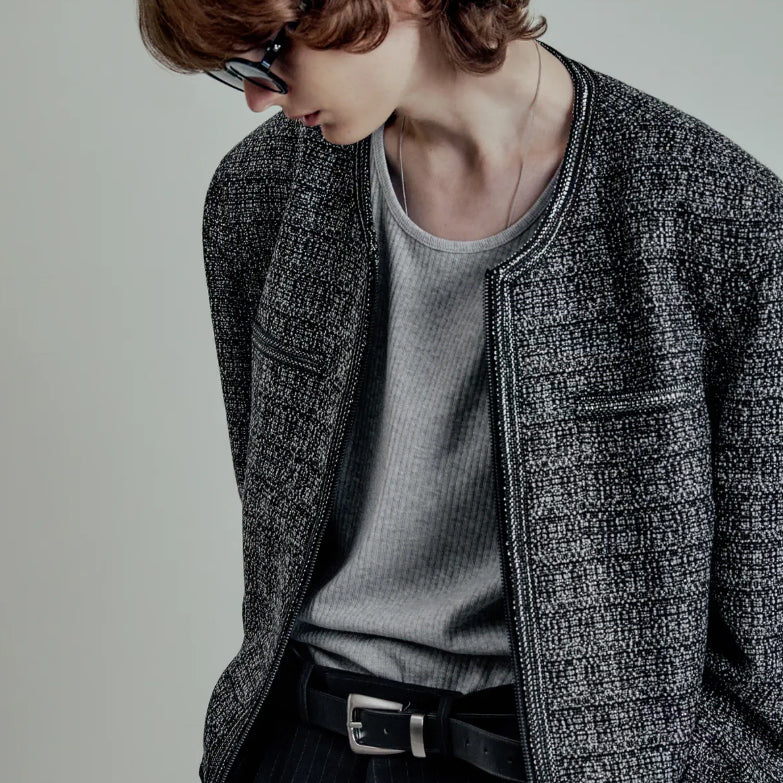 [BUNJANG] Lmood Metal Trimming Tweed Jacket Black / [Lmood] 엘무드 메탈 트리밍 트위드 자켓 블랙