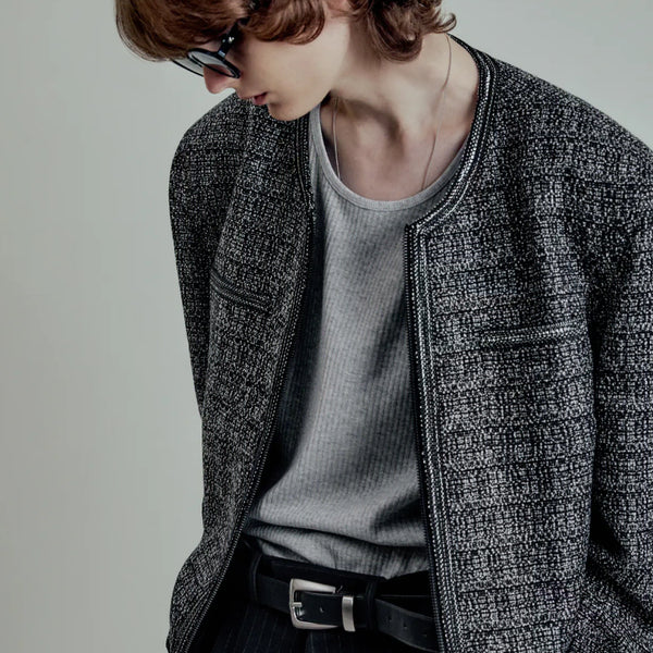 [BUNJANG] Lmood Metal Trimming Tweed Jacket Black / [Lmood] 엘무드 메탈 트리밍 트위드 자켓 블랙