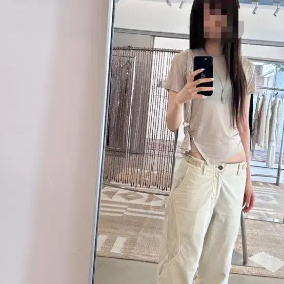 [BUNJANG] Hyein Seo Tied Asymmetric T-Shirt / 혜인서 tied asymmtric T-shirt 반팔