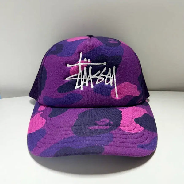 [BUNJANG] Stussy x Bape Trucker Cap Purple / 스투시 x 베이프 트러커 캡 퍼플