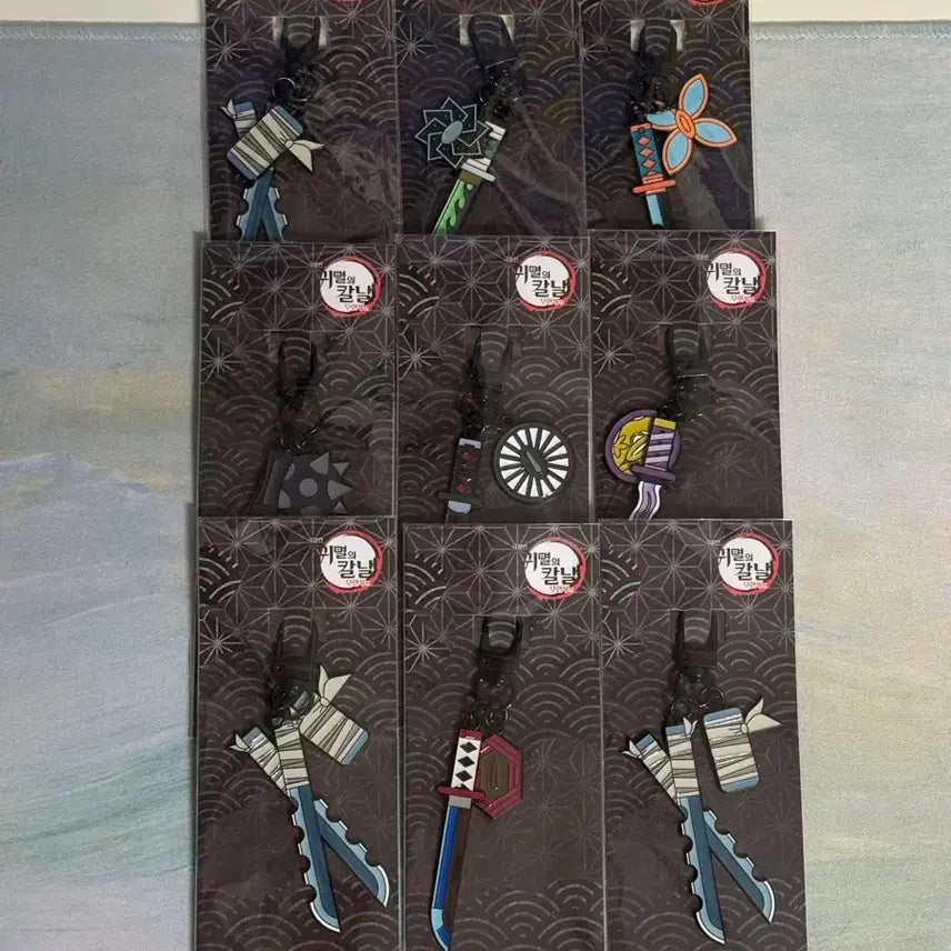 [BUNJANG] Demon Slayer: Kimetsu no Yaiba CGV Tanjiro Kamado Enmu Nichirin Sword Keychain Set / 귀멸의칼날 CGV 일륜도키링판매 (기유 시노부 이구로 사네미등)