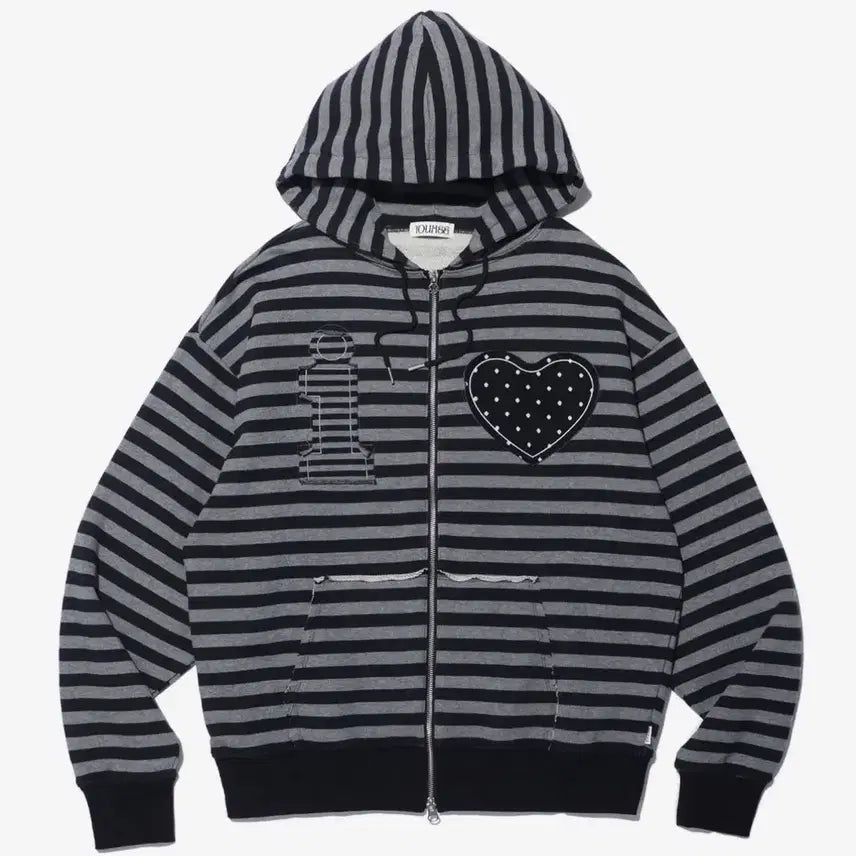 [BUNJANG] I LOVE APPLIQUE Charcoal Hooded Zip-Up / 유희 후드집업 I LOVE APPLIQUE 차콜