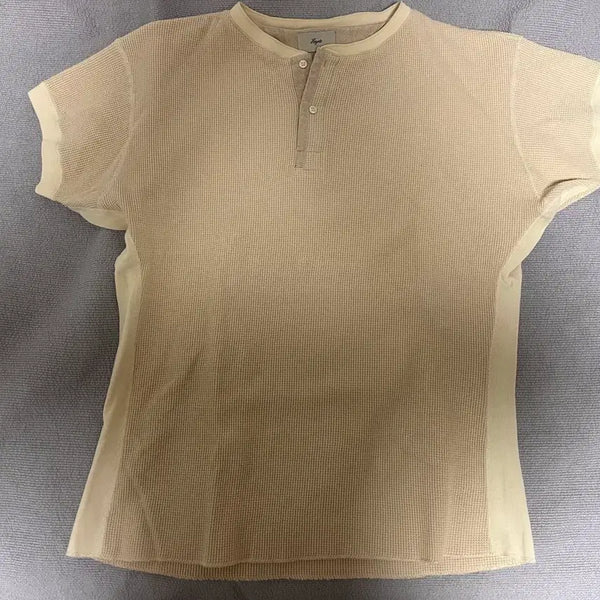 [BUNJANG] Heist Original Waffle Henley Neck T-Shirt Ecru / 헤이스트 오리지널 와플 헨리넥 에크루 (1)