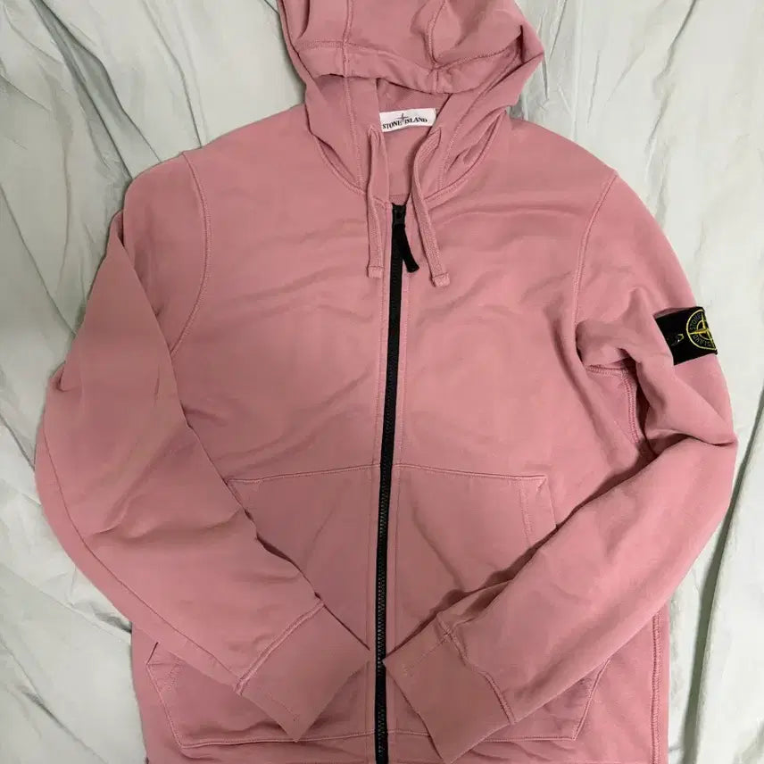 [BUNJANG] Stone Island Hooded Zip-Up Rose Pink / 스톤아일랜드 후드 집업 로즈핑크