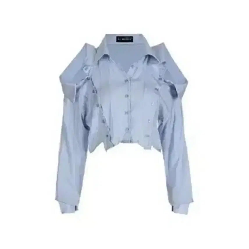 [BUNJANG] Surgery Collar on the Shoulder Crop Shirt Sky Blue / 써저리 셔츠 COLLAR ON THE SHOULDER CROP SHIRT