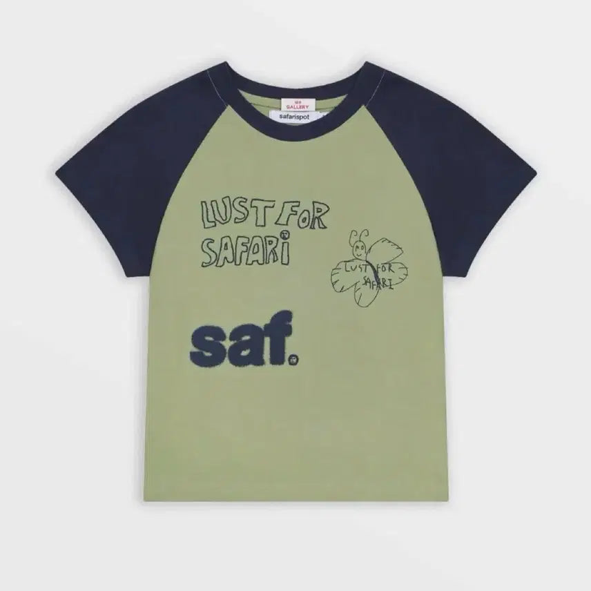 [BUNJANG] Safari Spot 1/2 Raglan Print T-Shirt (Olive/Navy) / 사파리 스팟 1/2 Raglan Print T-Shirt